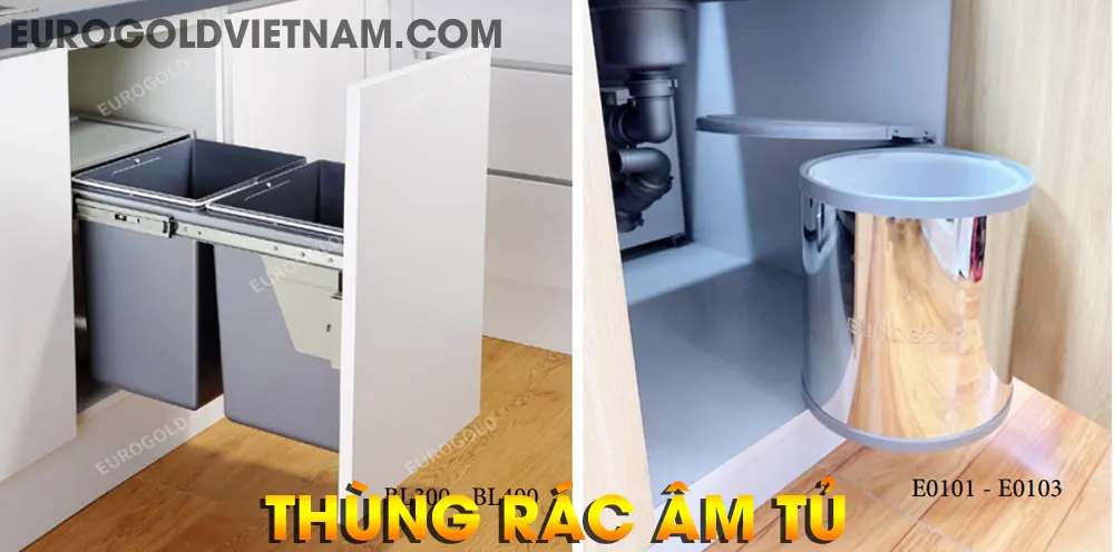 Thùng rác âm tủ "Combo 7 món phụ kiện tủ bếp không thể bỏ qua"