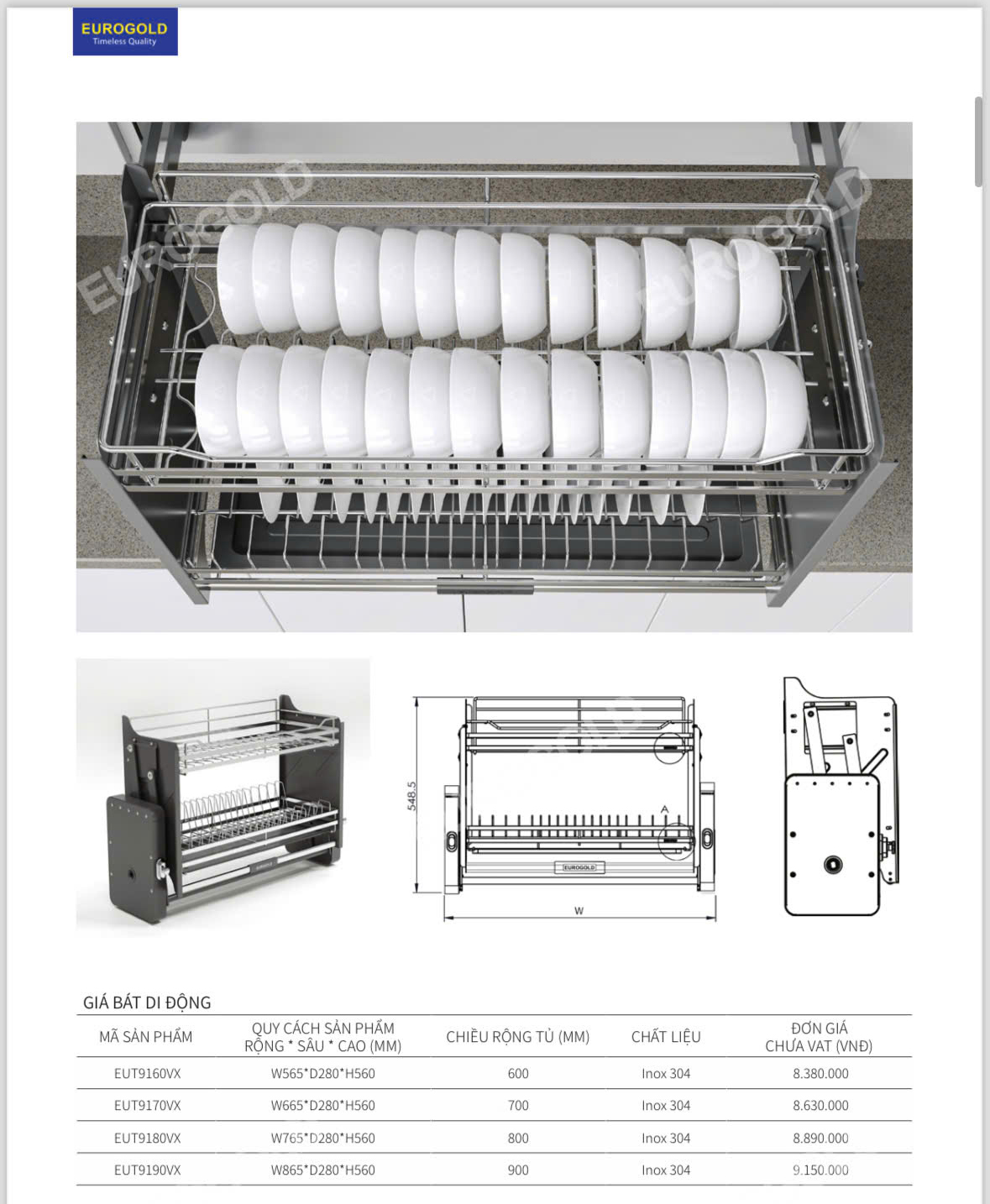 Catalogue Giá Bát Di Động Eurogold EUT9190VX