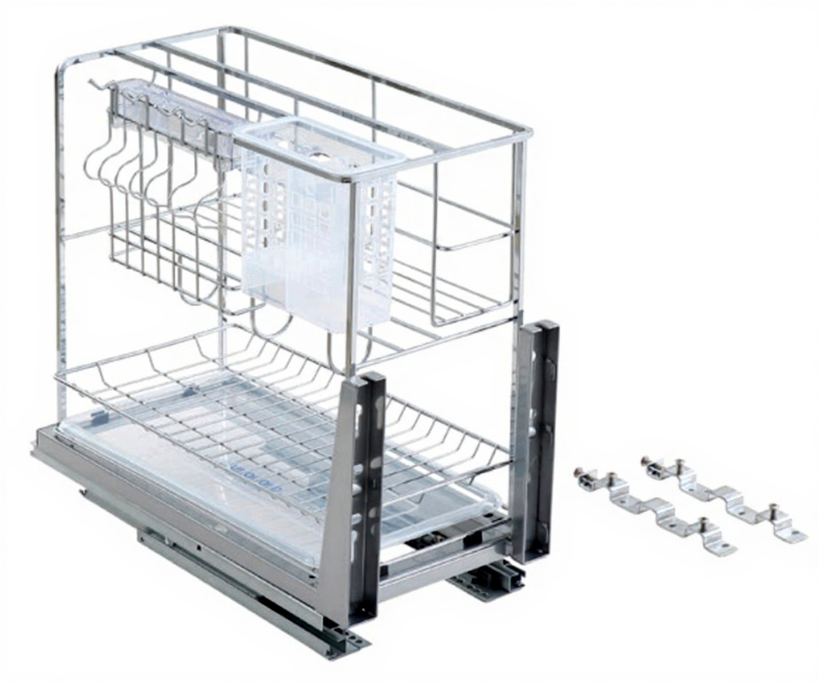 Chi tiết ray giảm chấn và chất liệu inox nan vuông giá dao thớt Eurogold ERV5430VX
